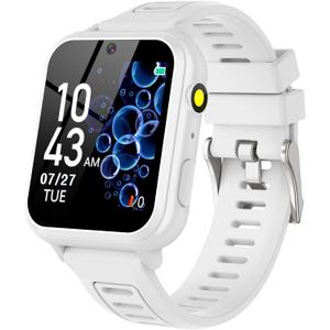 Phyulls Kids Smart Watch Gift for Girls Age 4-12, Smart Watch for Kids with 39 Games HD Touch Screen Watches Camera Video Music Pedometer Flashlight Educational Toys Birthday Gifts for Girls (white)