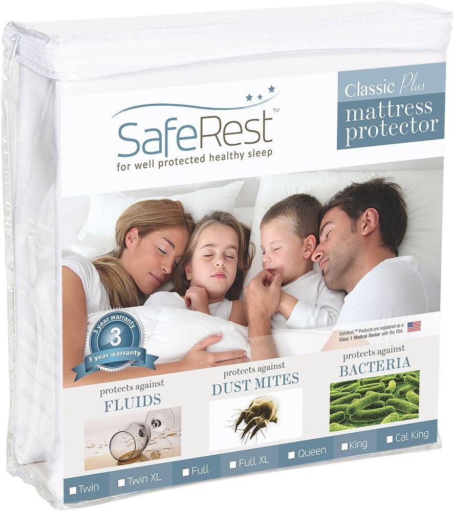 SafeRest Mattress Protector Twin XL College Dorm Room, New Home, First Apartment Essentials - Cotton, Waterproof Mattress Cover Protector - Encasement - Premium
