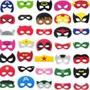 LURICO 35pcs Superhero Masks for Kids - Felt Masks for Birthday Parties & Halloween, Cosplay Toys for Boys & Girls
