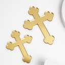 10pcs of Acrylic Baptism Cross Cake Topper, Mirror Cross Cake Decor, Gold Holy Communion Cross (4'', Gold Mirror)