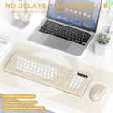 Silent Wireless Keyboard and Mouse Combo, Full-Sized Wireless Keyboard and Adjustable DPI Mouse, 2.4GHz USB Receiver, Keyboard and Mouse for PC, Windows, MAC, Desktop, Laptop(Latte-Color B)