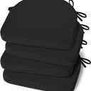 Shinnwa Dining Chair Cushions Set of 4, Non-Slip Kitchen Chair Cushions with Ties and Machine Washable Cover, 4 Pack, 17 x 16.5 x 2in, Black