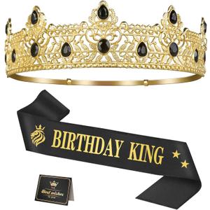 Asija Birthday Gifts for Men, Birthday Decorations for Men, Party Decor Supplies including King Crown & Sash & Greeting Card