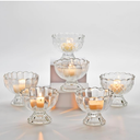 Tealight Candle Holder Set of 6, Clear Glass Tealight Holder with White Tealights, Candle Holder for Tea Lights/Pillar Candles, Table Decoration, Wedding, Birthday, Individual Candle Creations
