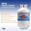 Flame King YSN-301 30 Pound Steel Propane Tank Cylinder with Type 1 Overflow Protection Device Valve DOT and TC Compliant, White