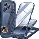 Miracase Magnetic for iPhone 17 Pro Case 6.3" [Compatible with MagSafe] Full-Body Phone Case with Built-in Glass Screen Protector & Camera Control,Drop Proof iPhone 17 Pro Cover, Dark Blue