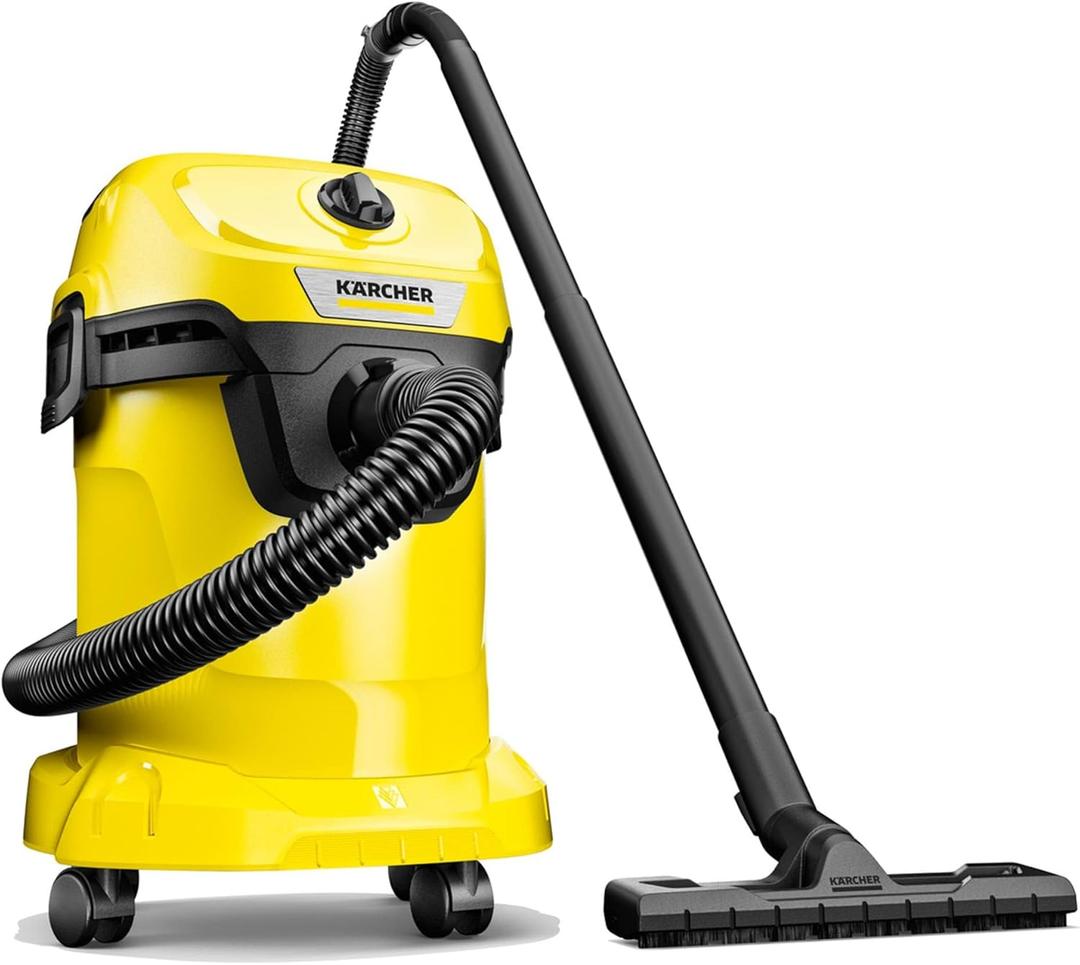 Krcher WD 3 Multi-Purpose 4.5 Gallon Wet/Dry Shop Vacuum Cleaner with Attachments  Blower Feature, Compact Space-Saving Design, Great for Car Cleaning