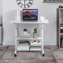 Laptop Desk Removable and Adjustable Height Table for Bedroom Bedside, Office Desk Home Writing Desk, Small Standing Desks with Storage TV Tray Table, Size 31.5 Inch White