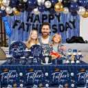 Fathers Day Decorations,230Pcs Happy Fathers Day Decorations- Best Father Ever Paper Plates and Napkins,Cups,Cake Topper,Balloons Arch,Decoracion Para El Dia Del Padre for Fathers Day Party Supplies