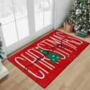 HUGEAR Christmas Area Rug 2x3 Entryway Rug Machine Washable Rugs Red/Green Christmas Decorative Doormat Low Pile Carpet Xmas Non-Slip Small Rug for Bedroom Kitchen Entryway Bathroom Kitchen