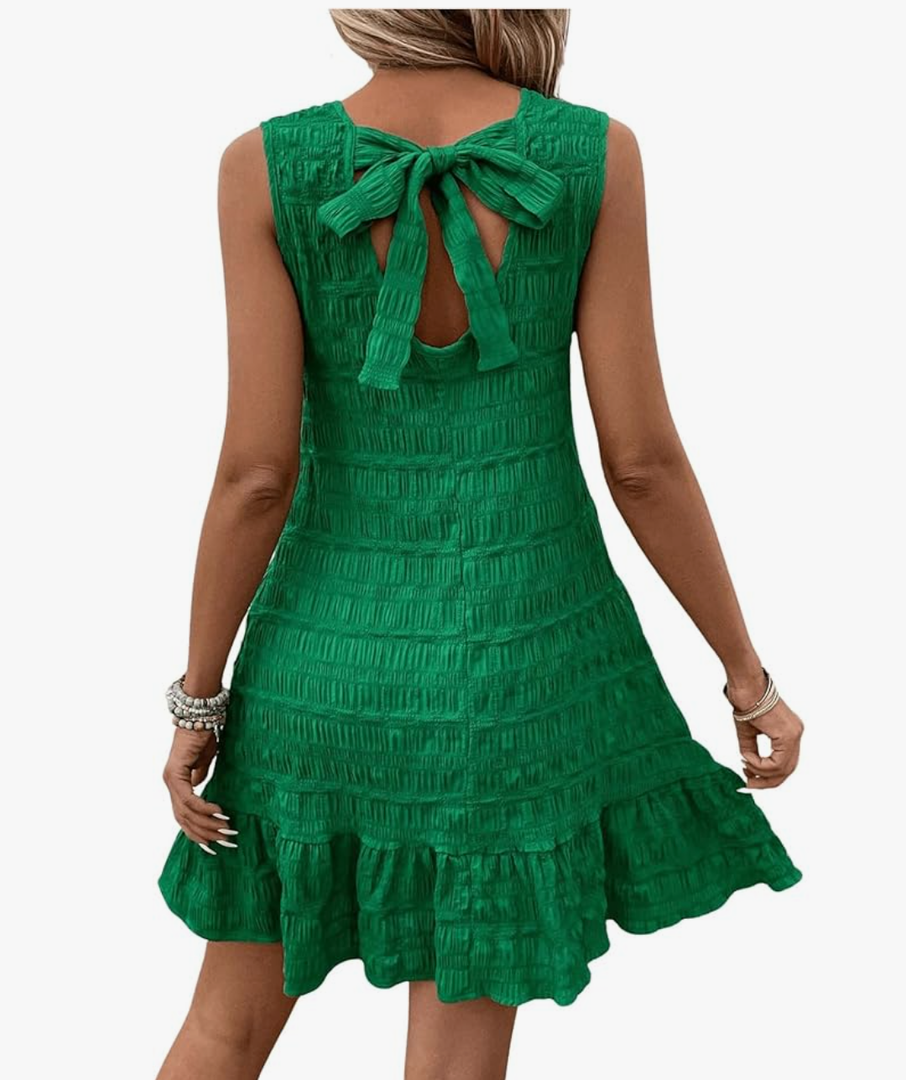 SOLY HUX Women's Tie Back Sleeveless Ruffle Hem Dress Summer Short Dresses, XL