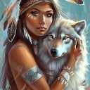 KAYEIUU 5D Diamond Painting Kits Woman with Wolf, DIY Canvas Gemstone Painting Kit Crafts, for Christmas Decor Home Decor Room Decor, Gifts for Friends 12x16inch