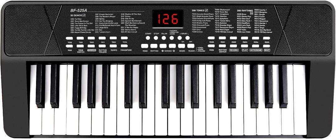 Piano Keyboard for Beginners, 37 Keys Kids PIano, Built-in 1200mA Rechargeable Battery Electronic Piano Keyboards Portable Music Keyboard Pianos with Mic LED Screen Teaching Gift for Beginner, Black, 58.2cm x 20cm x 4.5cm