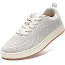 STQ Casual Shoes for Women Trendy Lace Up Sneakers Comfortable Breathable Mesh Knit Business Shoes Beige Size 9