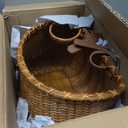 CXWXC Bike Basket - Handmade Rattan Bike Baskets for Girls Women - Front Bicycle Bike Basket with Coffee Cup Holder for Beach Cruiser, Scooter, Ebike