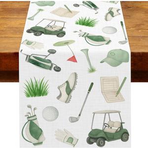 Heyfary Golf Party Decorations Let's Partee Table Runner Sports Ball Birthday Party Decoration Home Kitchen Dining Room Table Decor (13" x 72")