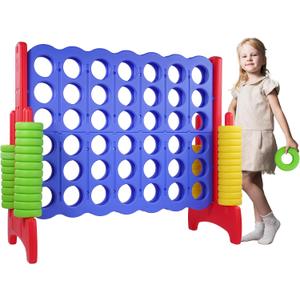 Peekabu Giant 4-in-A-Row Connect Game Outdoor, 3.5FT Jumbo 4-to-Score Yard Game for Kids & Adults, 42 Rings & Quick-Release Slider