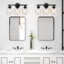 Unicozin Modern Bathroom Light Fixtures, 3 Light Vanity Lights, Black Wall Lamp with Clear Glass for Bathroom, Mirror, Living Room, Bedroom, Hallway, E26 Base