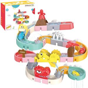 Bath Toys for Kids Ages 4-8, 43PCS DIY Dinosaur Slide Building Track Toy for Ages 5-7, Bathtub Shower Pool Water Toys for Toddler, Birthday Gifts for 3 4 5 6 Years Old Girls Boys (Dinosaur)