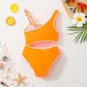 SuperGlee Toddler Girl One-Piece Swimsuit Baby Girl Cut Out Contrast Trim Swimwear Beach Bathing Suits (US, Age, 2 Years, 3 Years, Vibrant Orange)