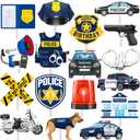 Police Cupcake Toppers 36Pcs Party Picks - Policeman Birthday Decoration Theme Cake Decorations for Officer Baby Shower Supplies