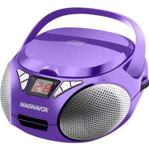 Magnavox MD6924 Portable Top Loading CD Boombox with AM/FM Stereo Radio in Black | CD-R/CD-RW Compatible | LED Display | AUX Port Supported | Programmable CD Player | (Purple)