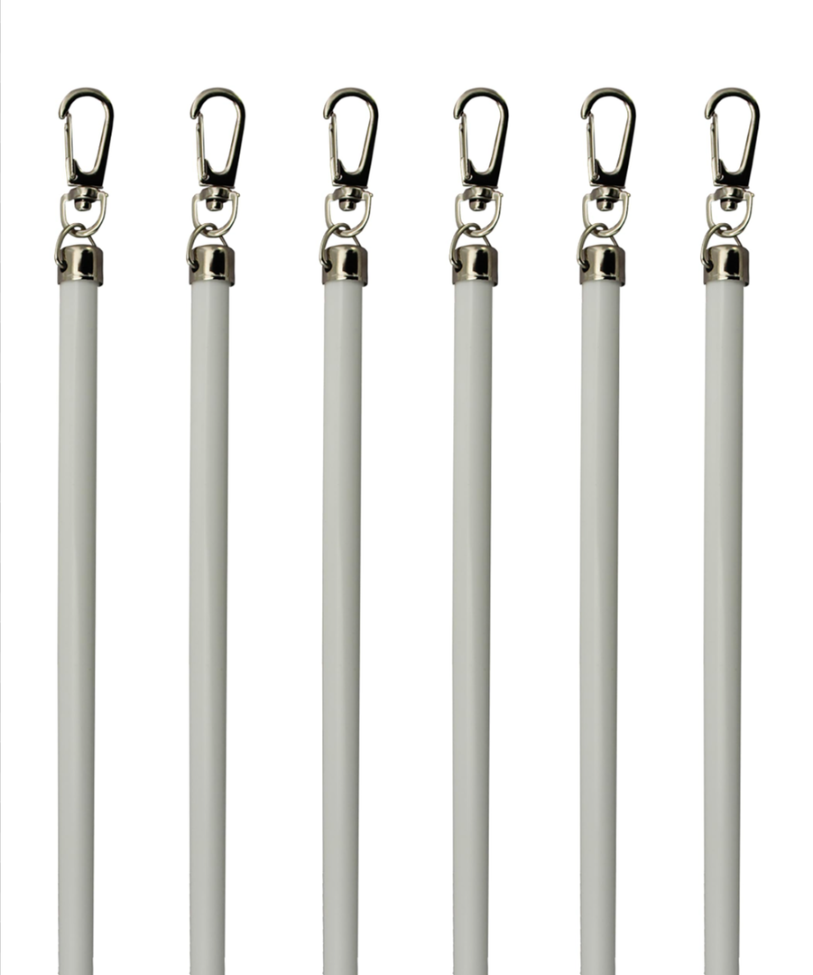 Generic White Aluminum Drapery Curtain Wand Pull Rod w/Swivel Snap & Handle White (6 Pack - 24""), Silver