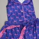 KevaMolly Womens Christmas Lounge Sets Candy Cane Print Pocketed Knotted PJ Set Short Sleeve Xmas Top and Shorts S