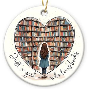 3 x Book Lovers Gifts for Women 2025 - Just A Girl Who Loves Books Christmas Ornaments Christmas Tree Decorations, Book Club Library Christmas Ornament, Book Gifts for Readers Book Lovers Women