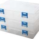 3 Pack Plastic Parts Storage Case and Adjustable Divider Box for Hardware and Craft, 8 Grids, Clear