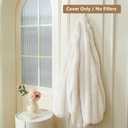 MEGO Kids Fluffy Faux Rabbit Fur Bean Bag Chair Cover(No Filler), Soft Ivory Shaggy Wide Striped Stuffed Animal Storage Bean Bag, Home Decor Ribbed Fuzzy Beanbag Cover Kids Girls Teens Adults, Beige (Small(28"x28"x32"))