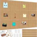 Aodaer 12 Pack Cork Boards 48" x 36" Thick Bulletin Board Tiles with 4 Frameless Cork Strips Pin Board Bar Strips with Push Pins Clips for Office School Home Walls