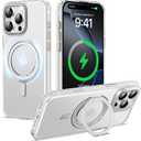 Designed For iPhone 16 Pro Max Case with Magnetic Invisible Stand [Military Drop Protection] [Compatible with MagSafe] [Great Grip Feeling] Shockproof Slim Waterproof Heavy Duty Clear Case 6.9",Clear