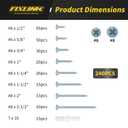 Wood Screws Assortment Kit, FIXLINK 240 PCS High Hardness Flat Head Wood Screws Set, Phillips Drive Assorted Screws, Contain 15PC Anchors and 8 Size (2-1/2,2,1-1/2,1-1/4,1,3/4,5/8,1/2), Zinc