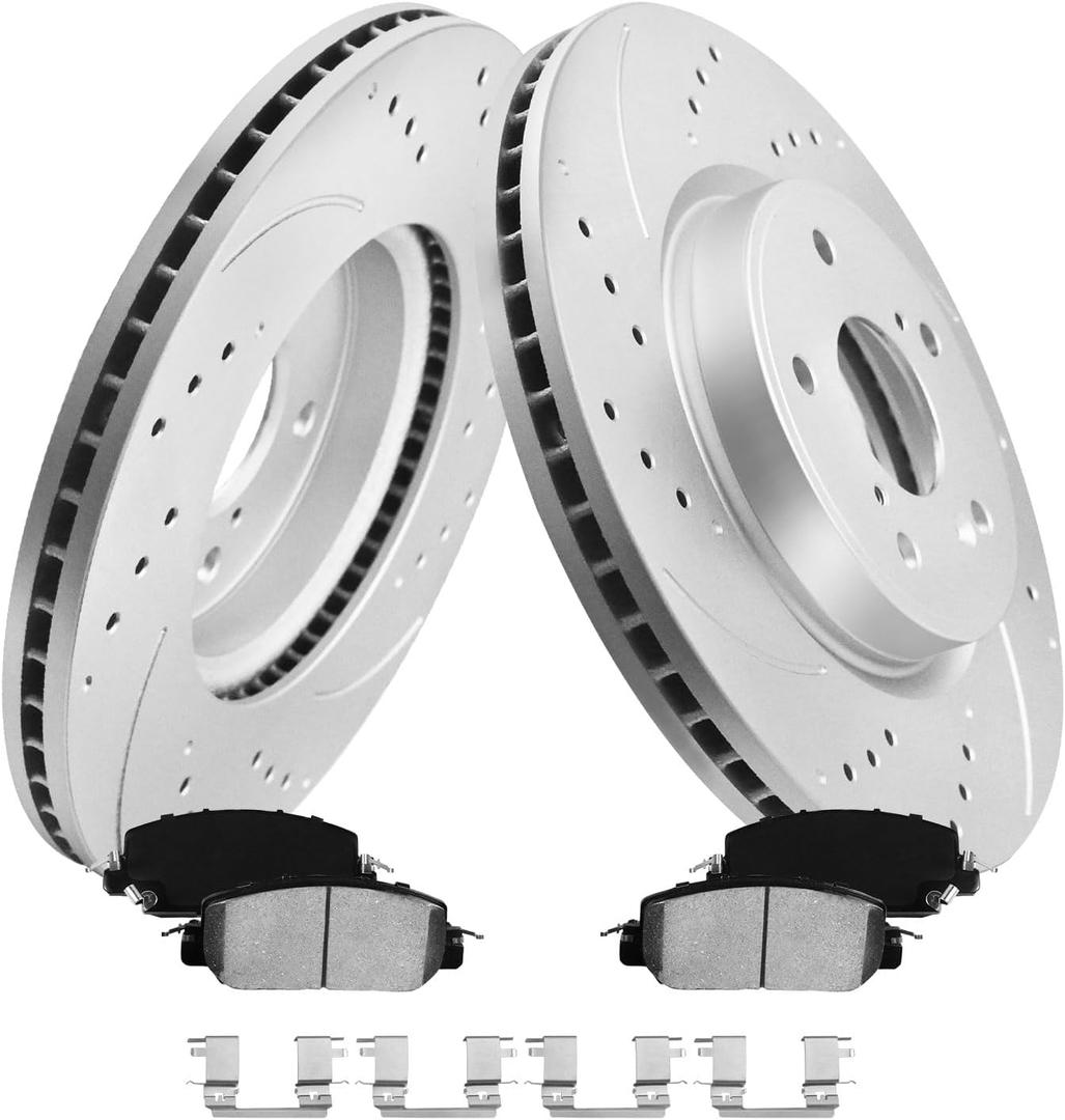 MOTOREVO Front Brake Kit for Corolla [2019-2023 283mm11.15in] Geomet Coated Rotors [2019 Only Specific for 2.0L Not for 1.8L Engine Models; 2020-2022 Only for Gasoline Not for Hybrid LE (FHEV)]