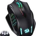 Redragon M908 Impact RGB LED MMO Gaming Mouse with 12 Side Buttons, Optical Wired Ergonomic Mouse with Max 12,400DPI, High Precision, 18 Programmable Macro Shortcuts, Comfort Grip (Black)