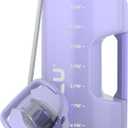 ZULU Goals 128oz Half Gallon Plastic Water Bottle with Straw and Time Marker | Large Reusable Jug with Handle and Leak Proof Lid for All Day Hydration, Gym and Outdoors, Gift Ready, Violet