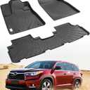 All Weather Floor Mats for Toyota Highlander 2013 2012 2011 2010 2009 2008 (Not for Hybrid), Heavy Duty Rubber Waterproof Car Accessories Custom Fit for Front & Rear Row Backseat, Black