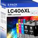 LC406XL LC406 Ink Cartridges Compatible for Brother LC 406XL LC 406 XL LC 406 Ink for MFC-J4335DW MFC-J5855DW MFC-J6555DW MFC-J4535DW MFC-J6955DW MFC-J4345DW MFC-J5955DW Printer (5 Pack, 2 BK/C/M/Y)