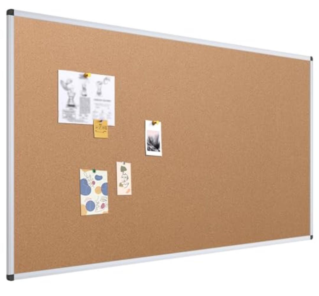 VIZ-PRO Large Cork Bulletin Board, 72 X 48 Inches, Wall-Mounted Corkboard with Silver Aluminium Frame for School, Office, and Home 6' X 4'