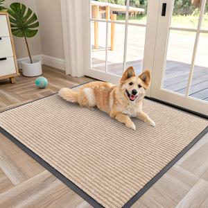 OLANLY Front Door Mat Indoor Outdoor Entrance, Waterproof Heavy Duty Doormat, Fade Resistant, Low Profile, Easy Clean Patio Porch Welcome Floor Mats for Entry, 40x32, Beige