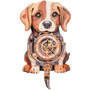 3D Wooden Puzzles for Adults Beagle Clock - Model Building Kit for Men Women Clock Puzzle Creative Craft Gift Home Deco for DIY Enthusiasts, Brain Teaser Building Set for Adults