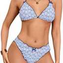 Verdusa Women's 2 Piece Floral Halter String Triangle Bikini Sets Tie Back Holiday Swimsuit Bathing Suits, M
