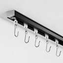 Ceiling Curtain Track, Curtain Track with Roller Hooks, 9ft - 12ft Ceiling Mounted Rail Set for Room Divider, Black