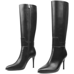 MERUMOTE Stiletto Knee High Boots Women Sexy Pointed Toe Zipper High Heels Boots Size 9