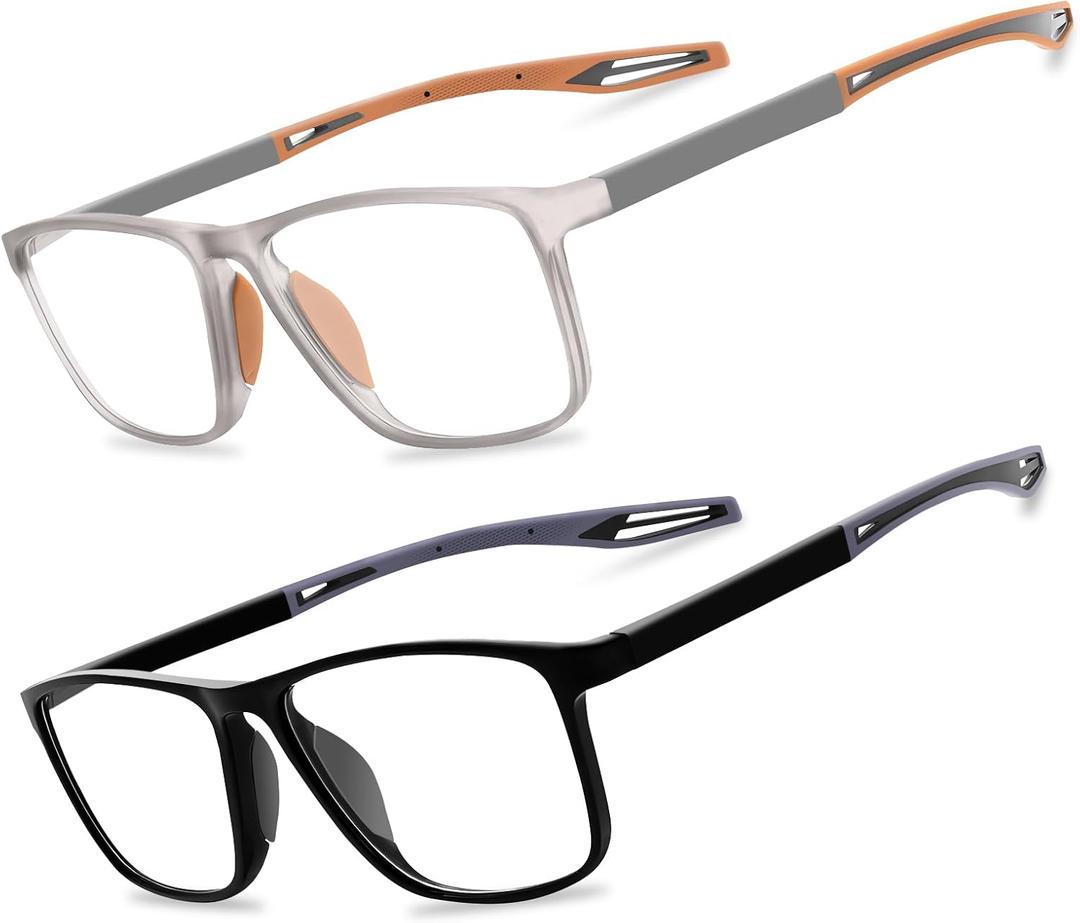 2 Pack Reading Glasses for MenSports Style Blue Light Blocking Readers with Anti Glare Filter Lightweight Eyeglasses