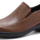 Women's Classic Loafers Leather Slip-ons Chunky Platform Penny Shoes (9, Brown)