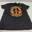 Love 60'S 70'S Party Outfit Groovy Hippie Costume Peace Sign Black Tshirt , Size M