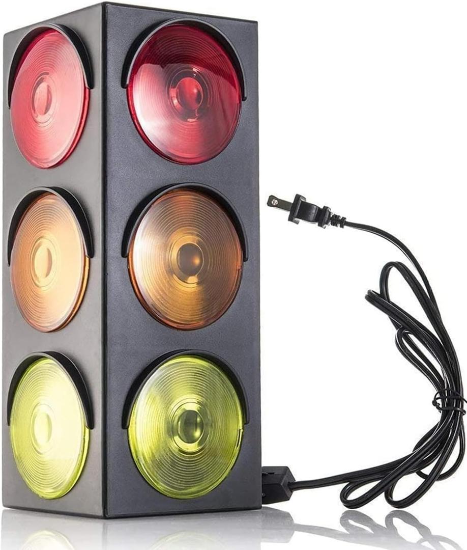 Kicko Traffic Light Prop, 12.25 inch - Simulates Traffic Stop Light - Novelty Traffic Light Lamp - Plug-in Blinking Bedside Lamp - Race Decorations Traffic Signs - Red Light Green Light Game for Kids