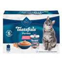 Blue Buffalo Tastefuls Purees Salmon Cat Food Topper, 3 oz, 12 ct | Resealable Twist Cap, Serve Over Food or as a Snack, Cat Food Complement (EXP 10/10/27)